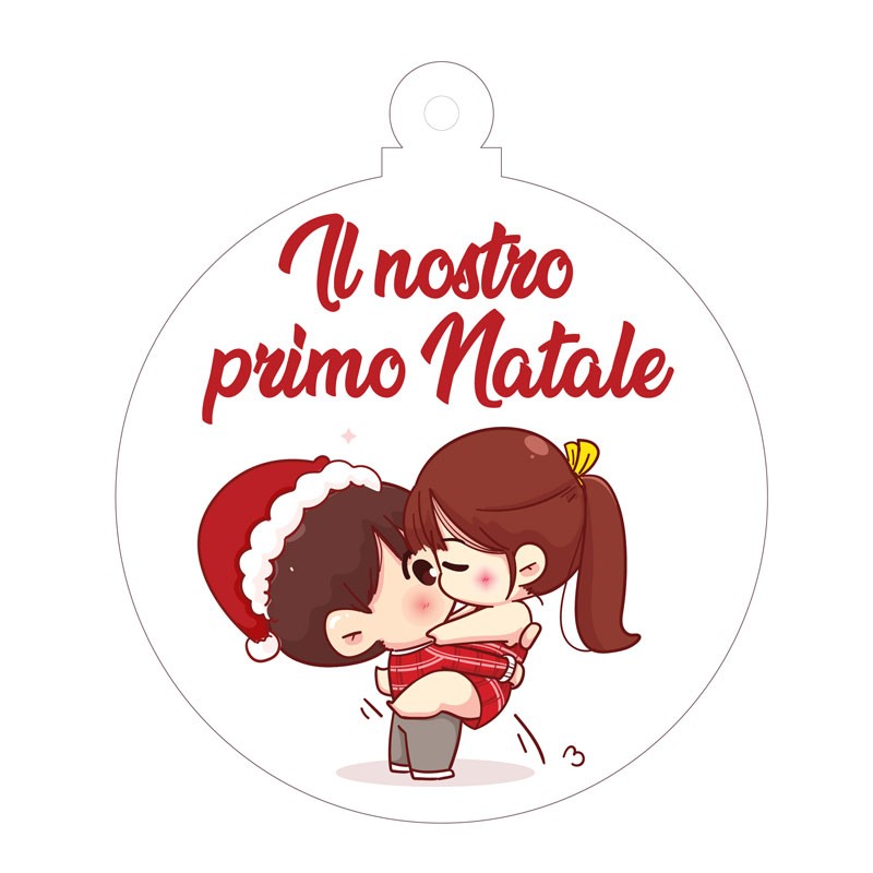 Pallina in plexiglass 10 cm stampa sweet couple il nostro primo natale PS008
