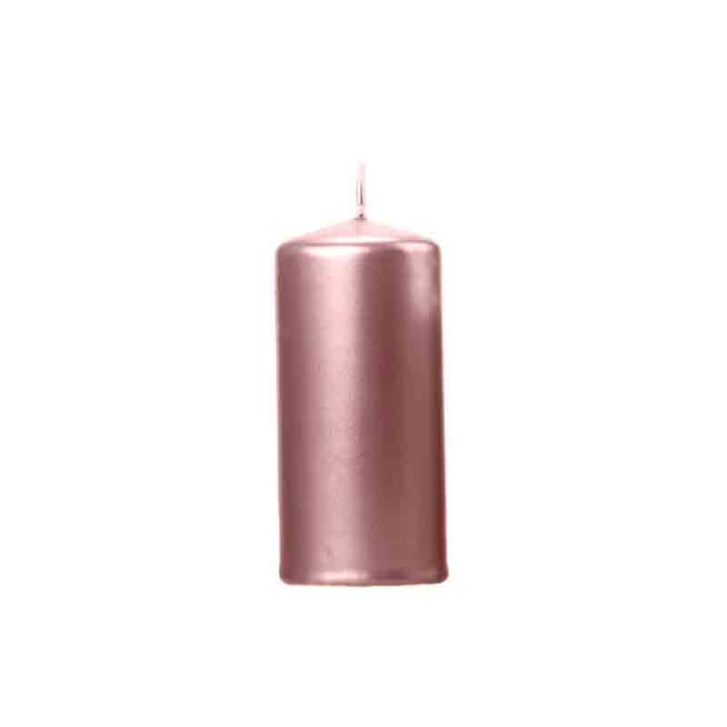 6 Candele a colonna metallizzata rose gold 12x6cm combustione ca.20 ore SKKMET-019R-OP