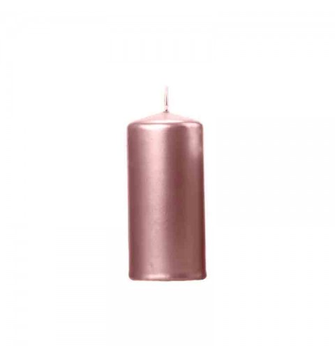 6 Candele a colonna metallizzata rose gold 12x6cm combustione ca.20 ore SKKMET-019R-OP
