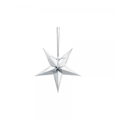 Stella Decorativa a 5 punte  in carta colore argento 30 cm GWP1-30-018M