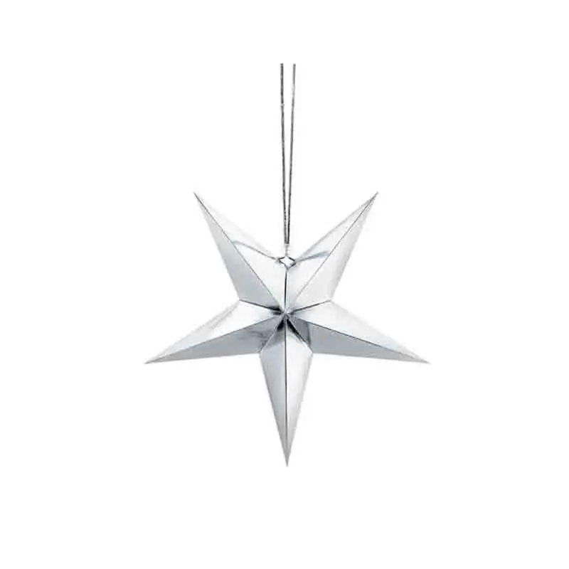 Stella Decorativa a 5 punte  in carta colore argento 45 cm GWP1-45-018M