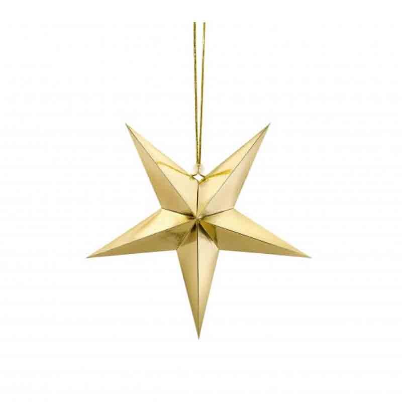 Stella Decorativa a 5 punte  in carta colore oro 45 cm GWP1-45-019M
