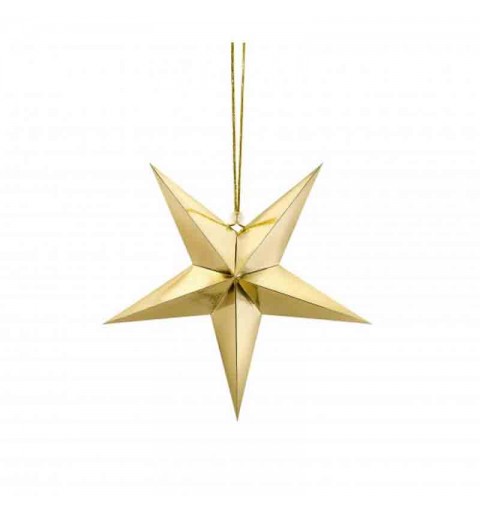 Stella Decorativa a 5 punte  in carta colore oro 45 cm GWP1-45-019M