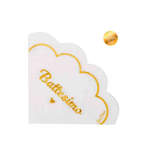 16 tovaglioli battesimo oro con smerlo a fiore 33 x 33 cm 64004