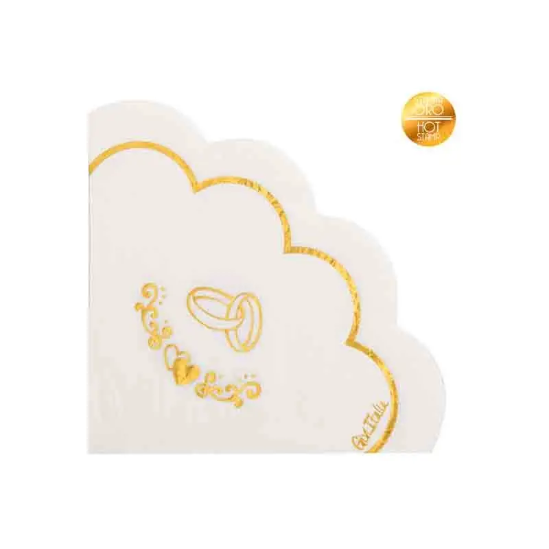 16 tovaglioli fedi oro con smerlo a fiore 33 x 33 cm 64003