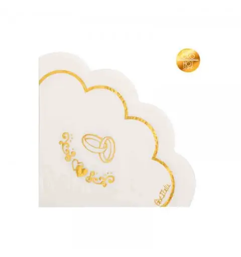 16 tovaglioli fedi oro con smerlo a fiore 33 x 33 cm 64003