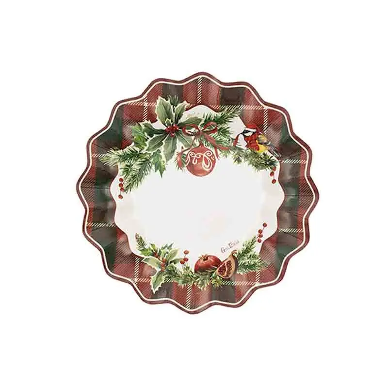 8 piatti dessert cm 21 tartan Christmas 64148