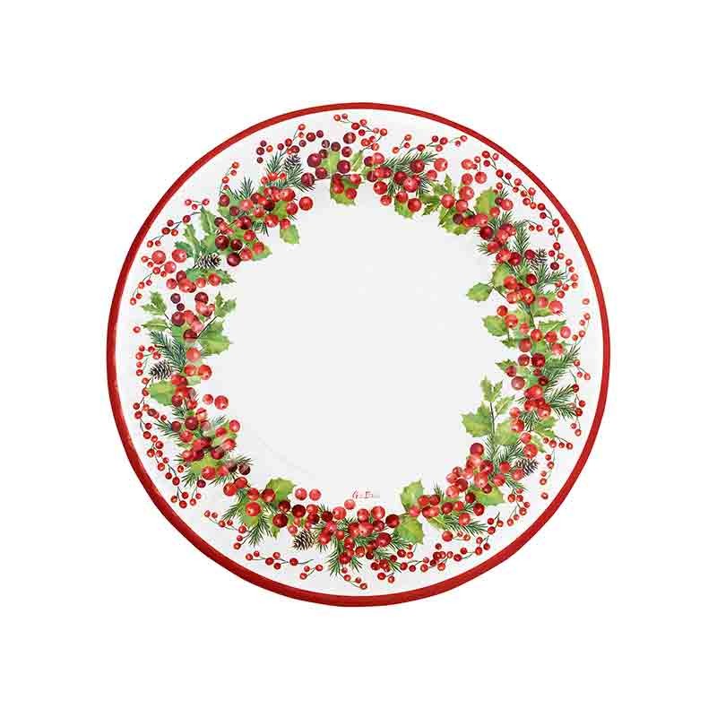 set 6 maxi piatti cm 33 berries Christmas 64163