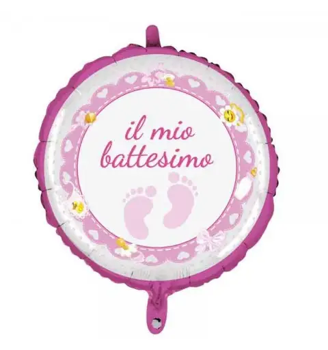 Palloncino Foil il mio battesimo rosa MEM031 45 cm