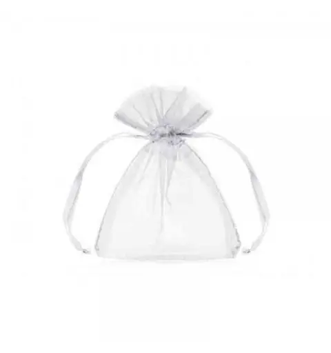 Sacchetti portaconfetti organza 7,5 x 10 cm bianchi 20 pz.  WRG5-008