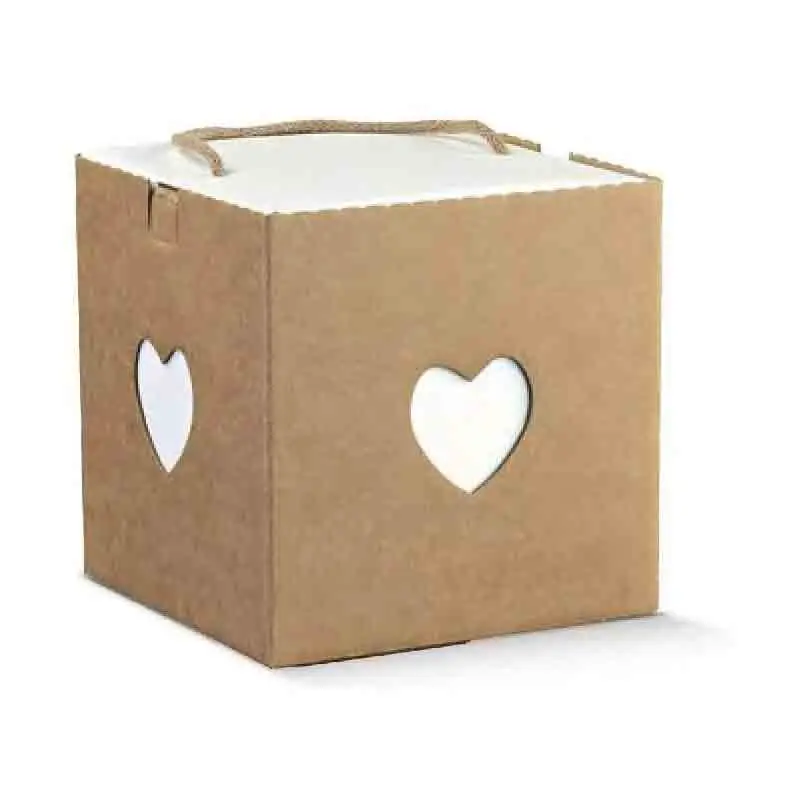Scatola natalizia avana porta panettone cuore 210 x 210 H 210 mm 37249