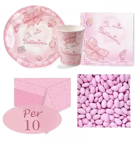 KIT N 50 - BATTESIMO FIOCCO ROSA + CONFETTI CRISPO CIOCOPASSION 1 KG