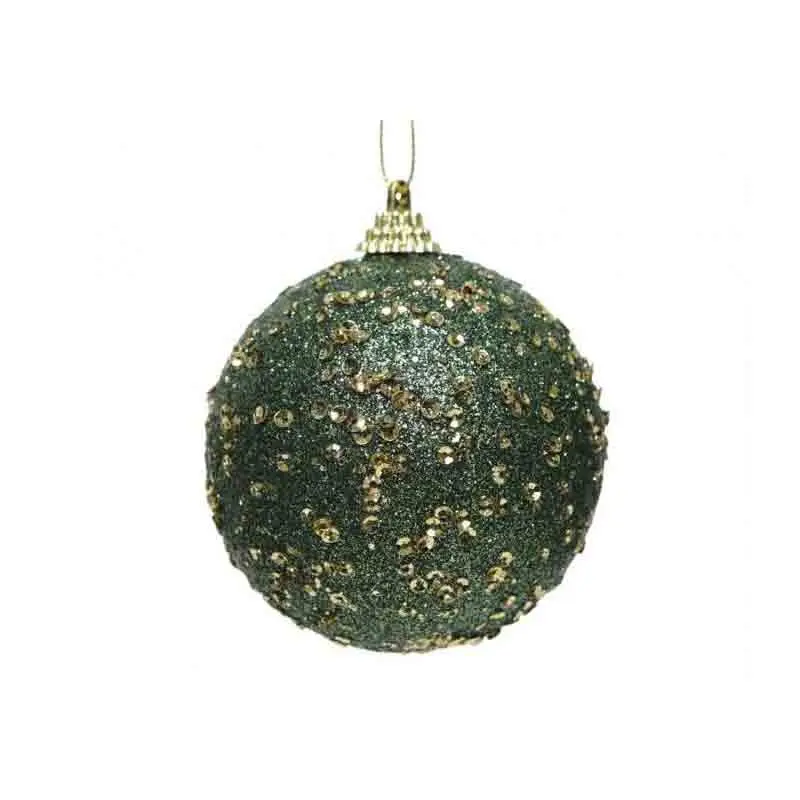Pallina di natale con glitter verde 457629 8 cm