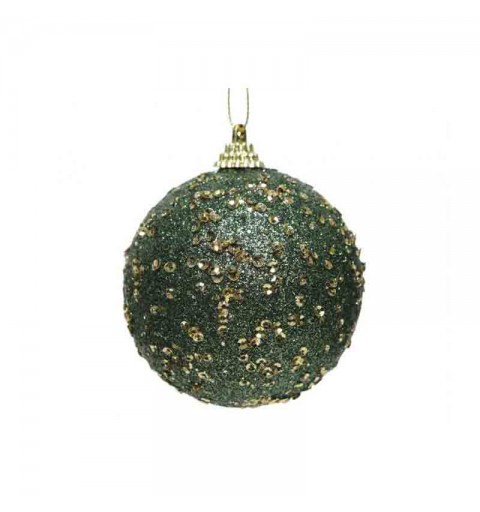 Pallina di natale con glitter verde 457629 8 cm