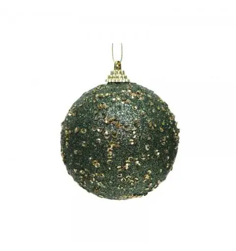 Pallina di natale con glitter verde 457629 8 cm