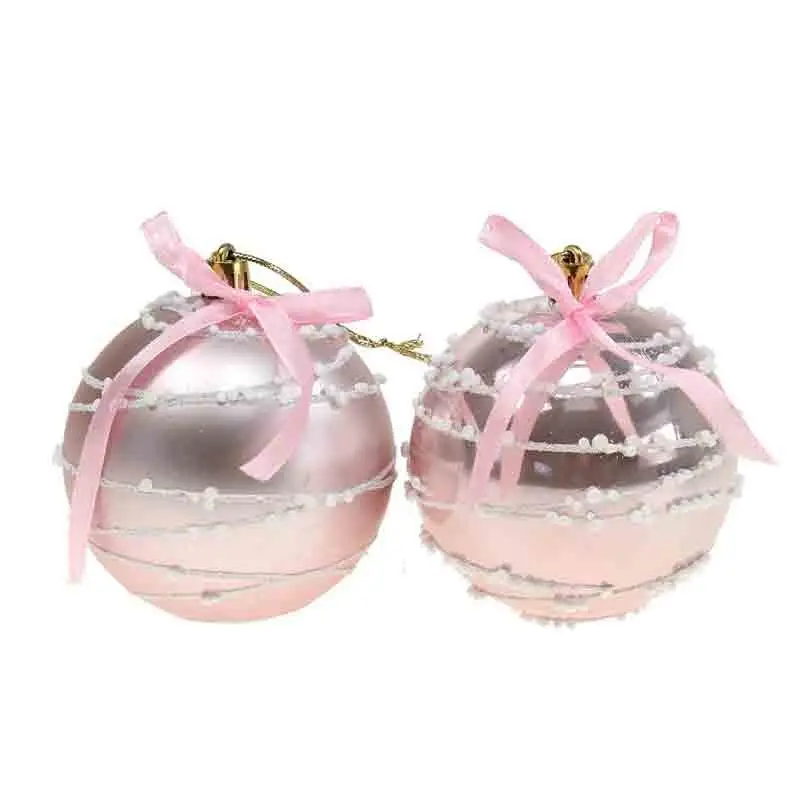 Pallina di natale rosa blush pink modelli assortiti 8 cm 025721