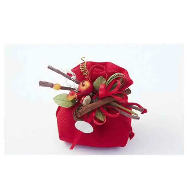10 sacchetti rossi 13 cm in cotone A1406-p-10 ( decorazione esclusa)