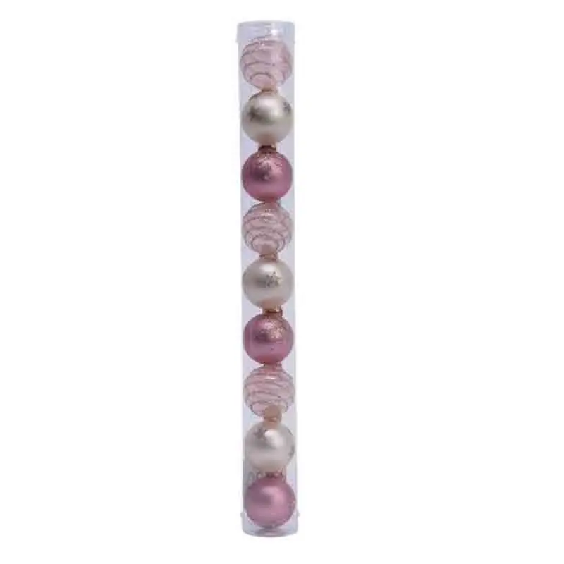 9 mini Palline di natale rosa pink modelli assortiti 3 cm 010066