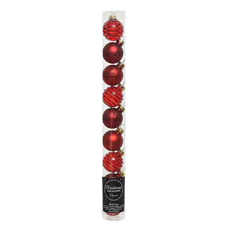 9 mini Palline di natale rosse modelli assortiti 3 cm 010060