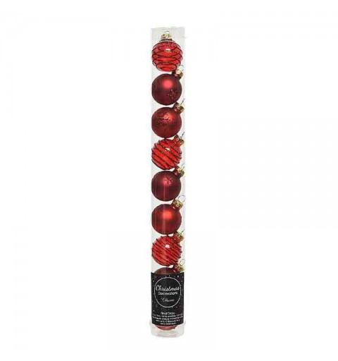 9 mini Palline di natale rosse modelli assortiti 3 cm 010060
