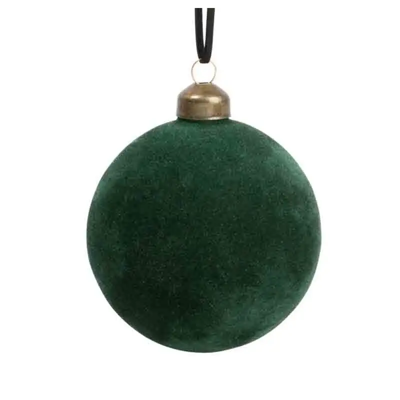 8 palline velluto verde scuro 8 cm 87964