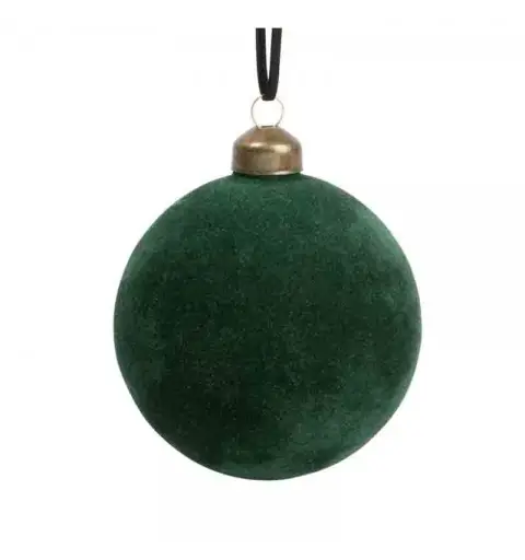8 palline velluto verde scuro 8 cm 87964