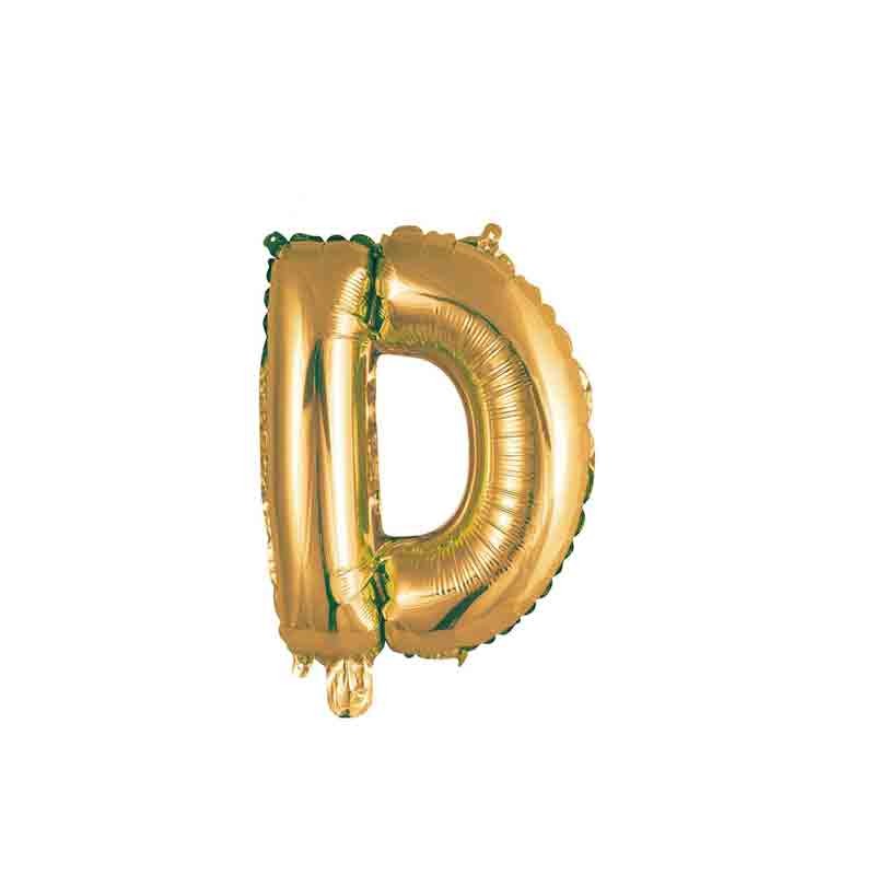 palloncino foil lettera D Oro Mini 14- 35 cm con valvola 997315-01