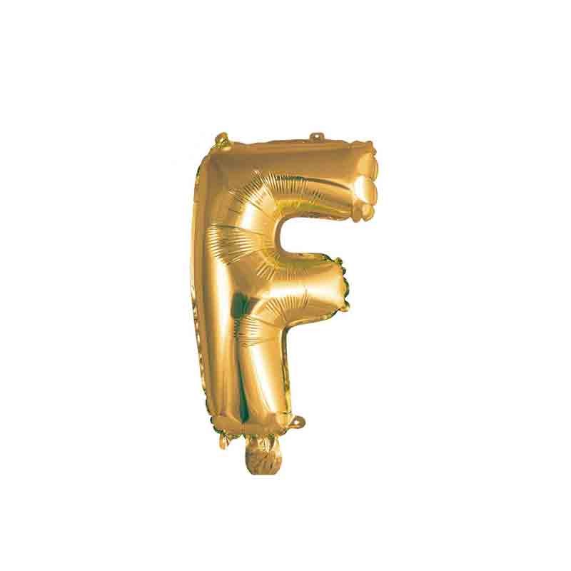 palloncino foil lettera F Oro Mini 14- 35 cm con valvola 997339-01