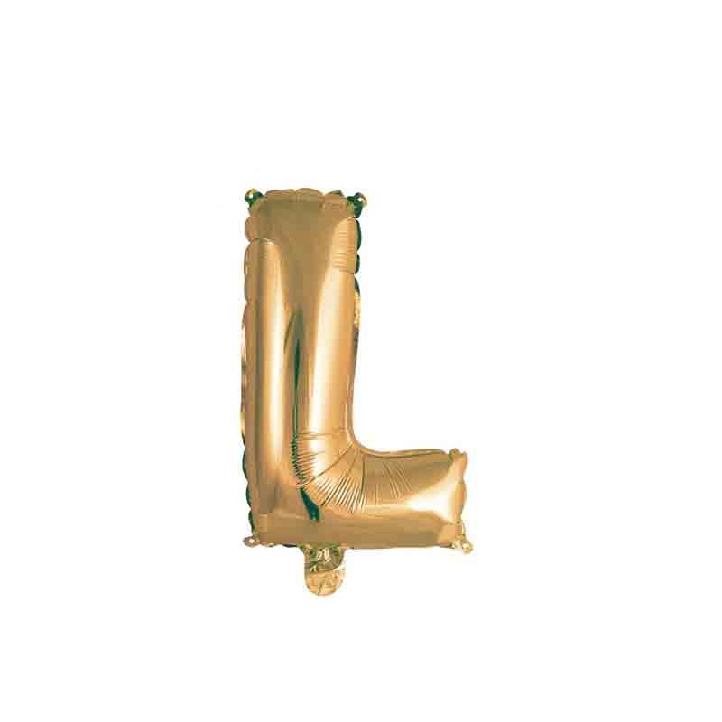palloncino foil lettera L Oro Mini 14- 35 cm con valvola 997391-01