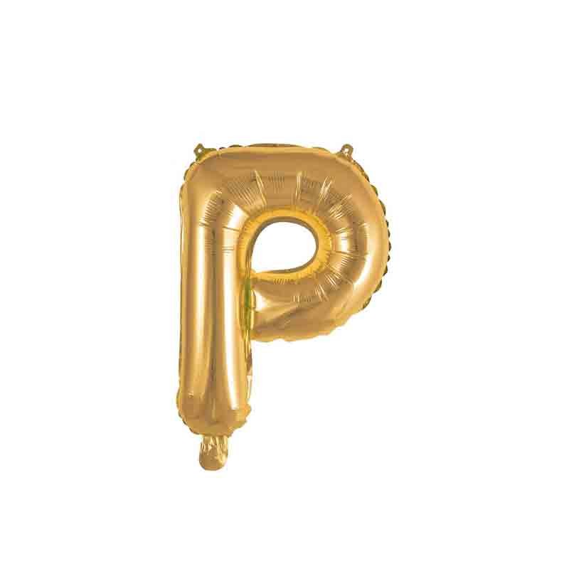 palloncino foil lettera P Oro Mini 14- 35 cm con valvola 997438-01