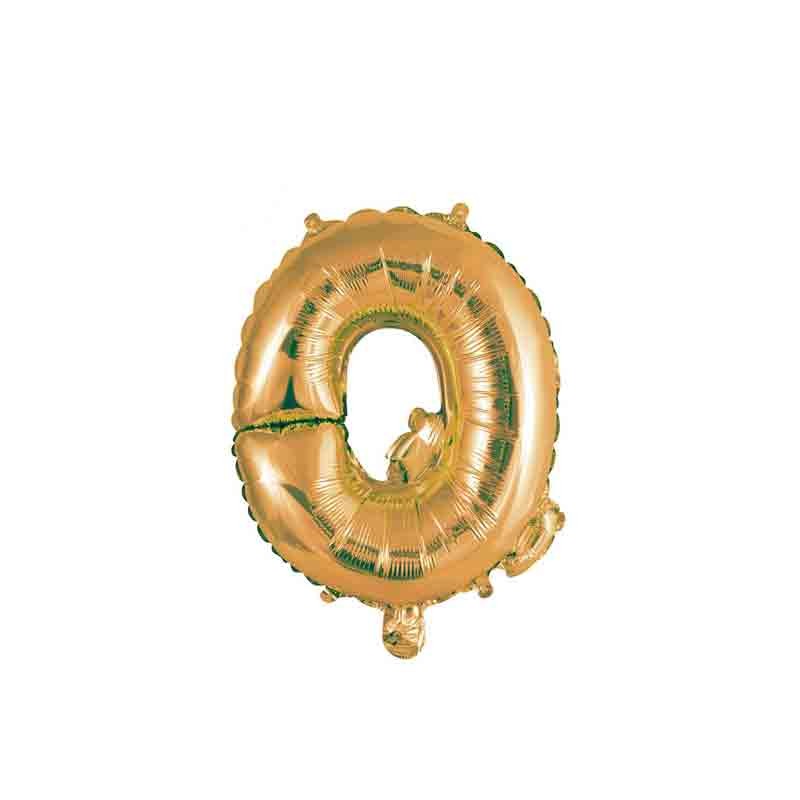 palloncino foil lettera Q Oro Mini 14- 35 cm con valvola 997445-01