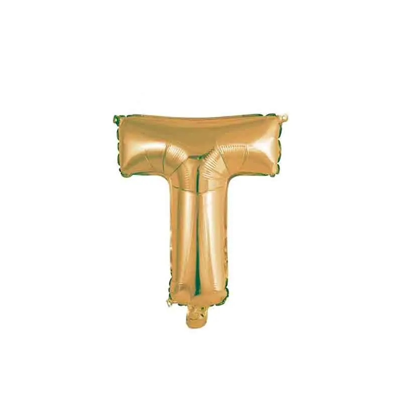 palloncino foil lettera T Oro Mini 14- 35 cm con valvola 997476-01
