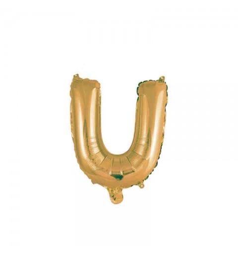 palloncino foil lettera U Oro Mini 14- 35 cm con valvola 997483-01