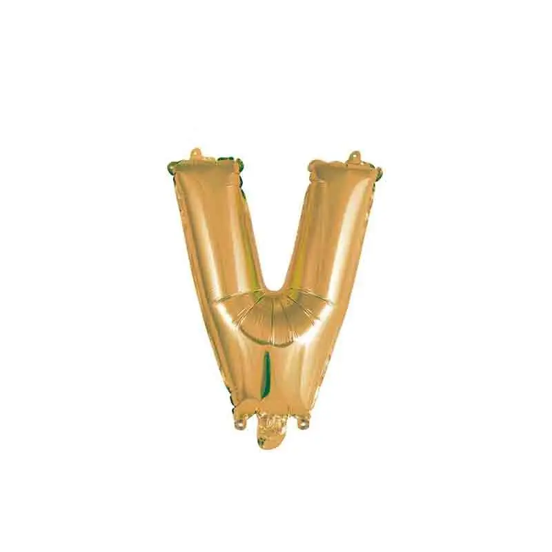 palloncino foil lettera V Oro Mini 14- 35 cm con valvola 997490-01