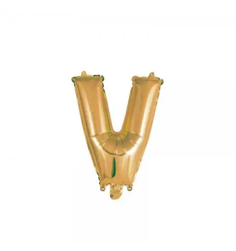 palloncino foil lettera V Oro Mini 14- 35 cm con valvola 997490-01