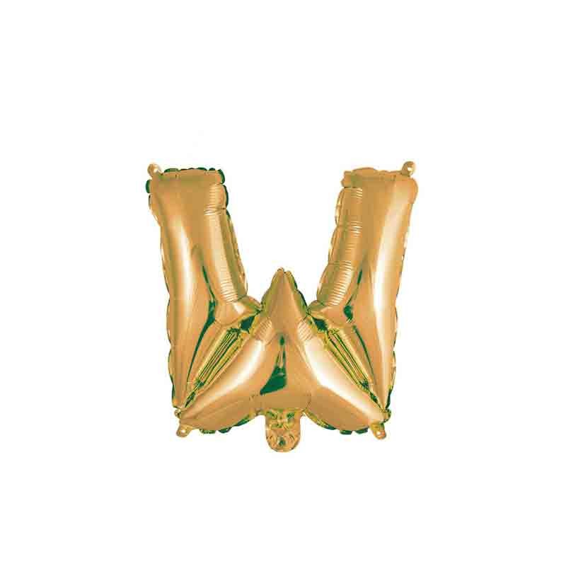 palloncino foil lettera W Oro Mini 14- 35 cm con valvola 997506-01