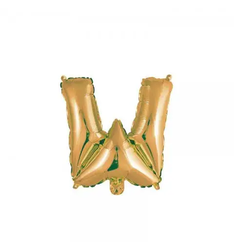 palloncino foil lettera W Oro Mini 14- 35 cm con valvola 997506-01