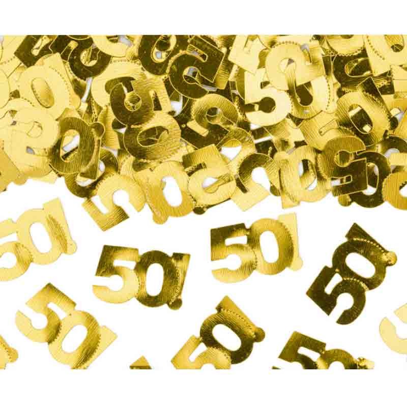 coriandoli confettti metallici numero 50 dorato 1 x 2 cm 15 g KONS35-50-019ME