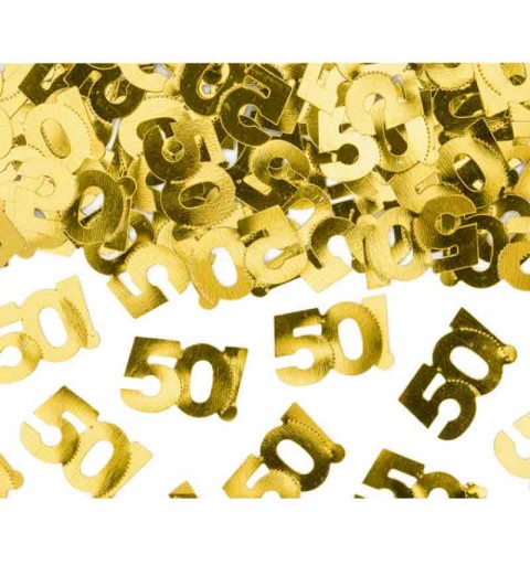coriandoli confettti metallici numero 50 dorato 1 x 2 cm 15 g KONS35-50-019ME