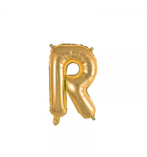 palloncino foil lettera R Oro Mini 14- 35 cm con valvola 997452-01