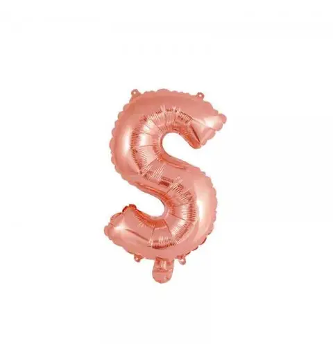 palloncino foil lettera S rose gold Mini 14- 35 cm con valvola 997728-01