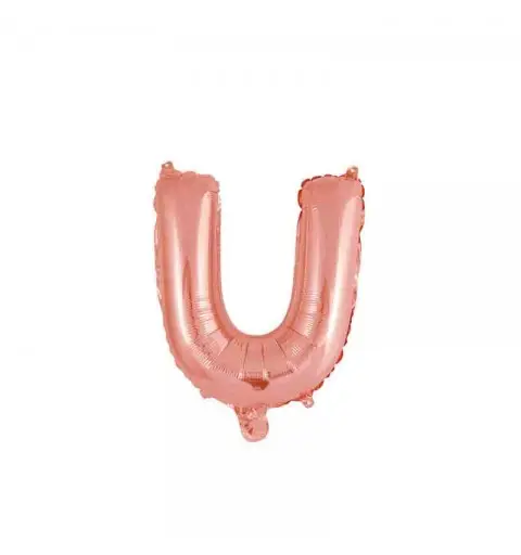 palloncino foil lettera U rose gold Mini 14- 35 cm con valvola 997742-01