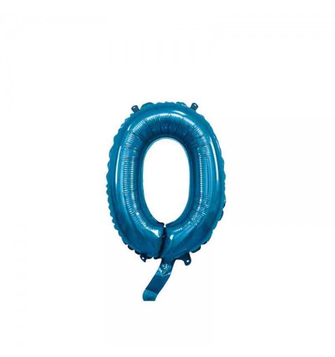 palloncino foil numero 0 blu Mini 14- 35 cm con valvola 996707-01