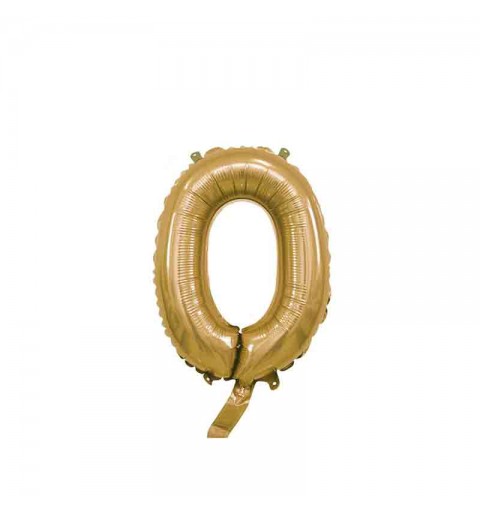 palloncino foil numero 0 oro Mini 14- 35 cm con valvola 996509-01