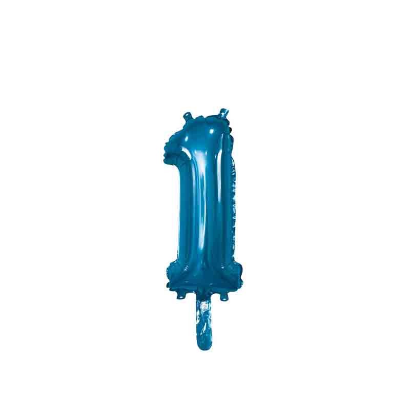 palloncino foil numero 1 blu Mini 14- 35 cm con valvola 996721-01