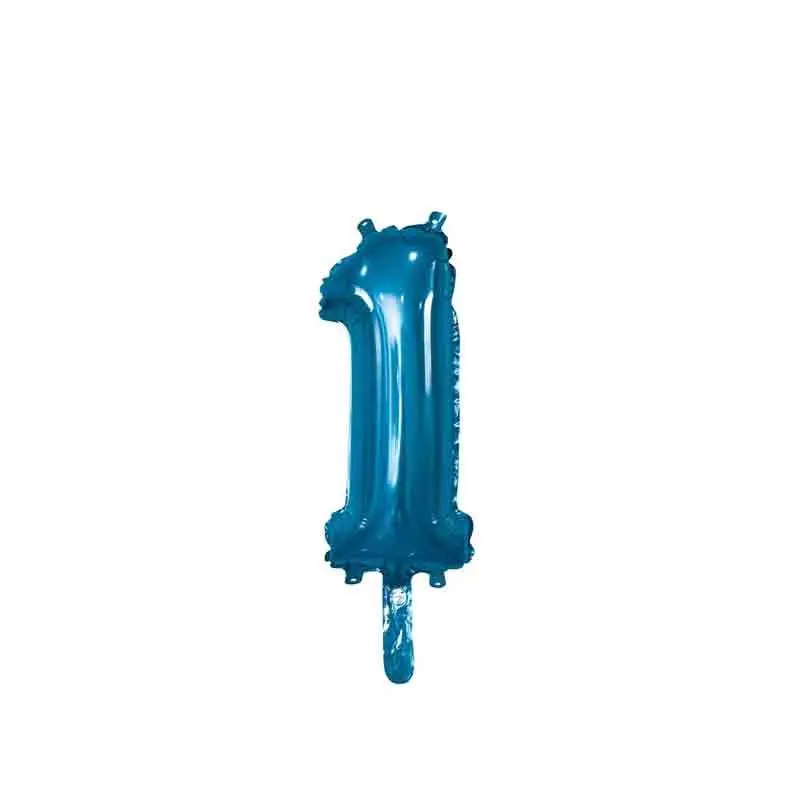 palloncino foil numero 1 blu Mini 14- 35 cm con valvola 996721-01