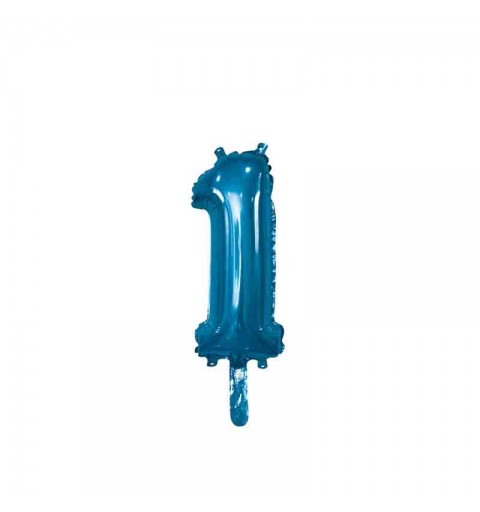 palloncino foil numero 1 blu Mini 14- 35 cm con valvola 996721-01