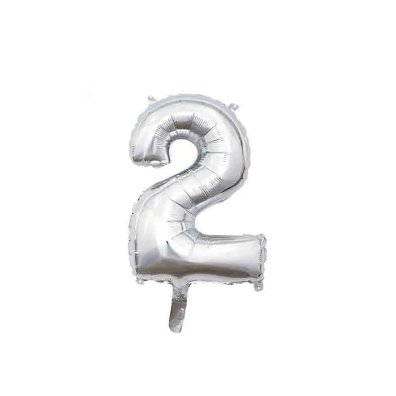 palloncino foil numero 2 argento Mini 14- 35 cm con valvola 996424-01