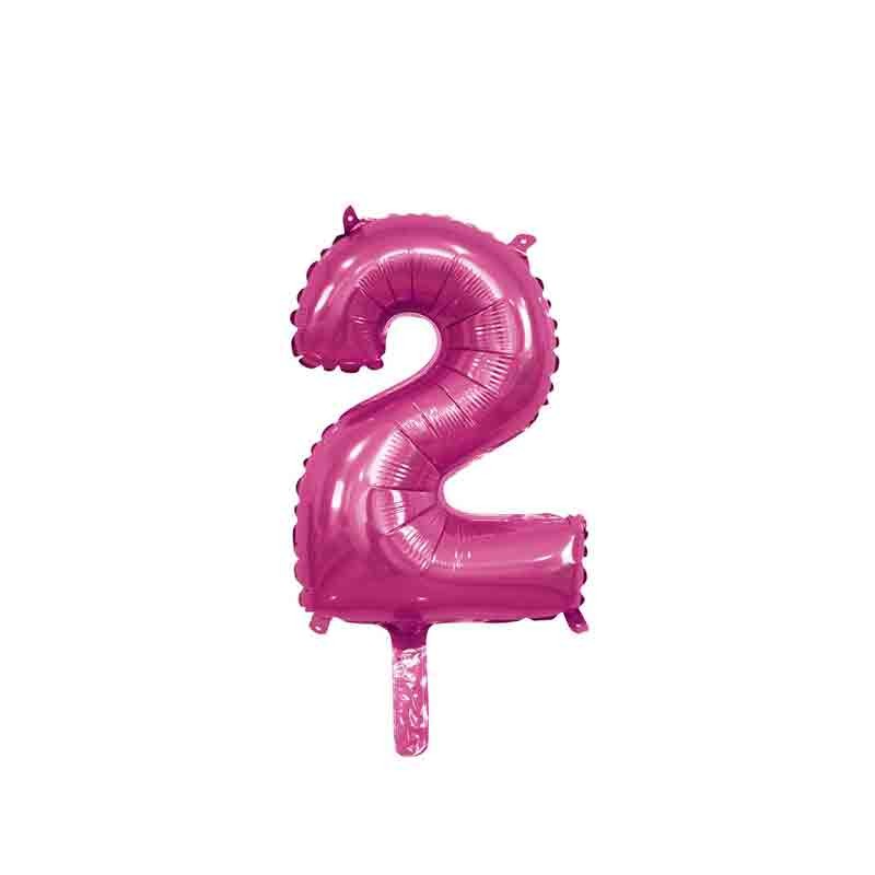 palloncino foil numero 2 fucsia Mini 14- 35 cm con valvola 996820-01