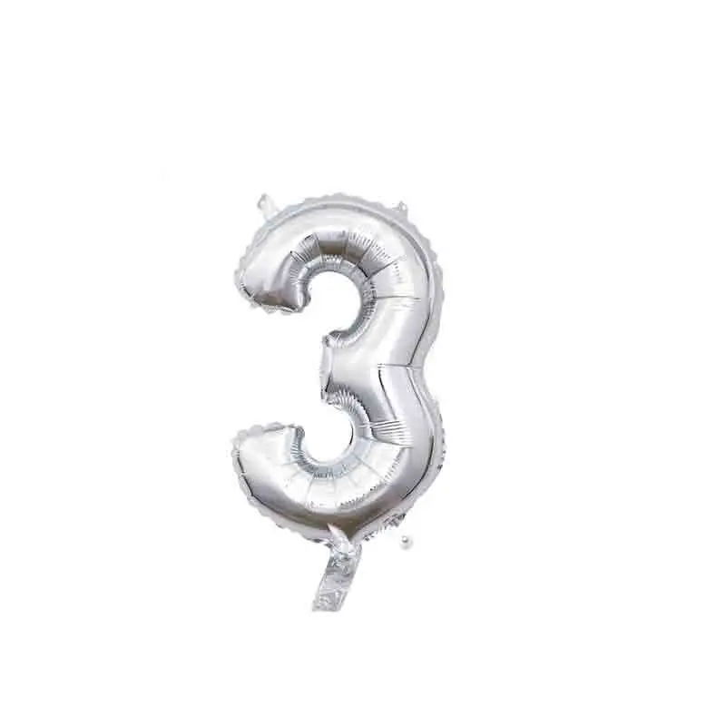 palloncino foil numero 3 argento Mini 14- 35 cm con valvola 996431-01